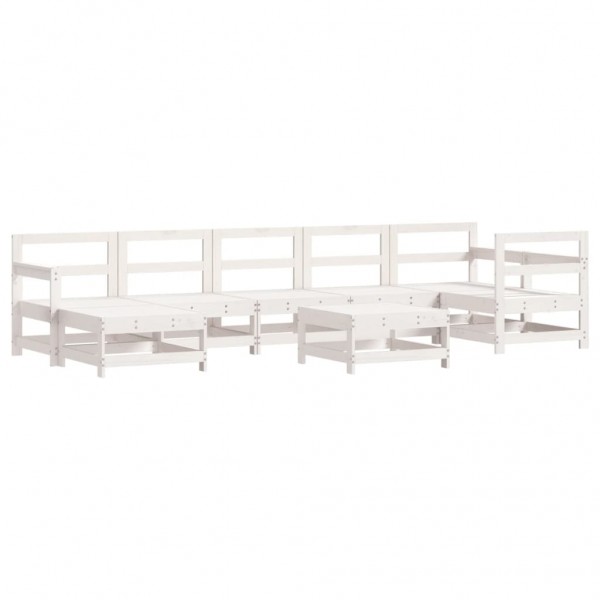 8 pcs conjunto lounge de jardim pinho maciço branco M 2