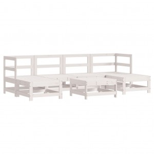 7 pcs conjunto lounge de jardim pinho maciço branco H