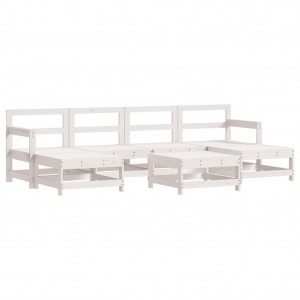 7 pcs conjunto lounge de jardim pinho maciço branco H