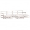 7 pcs conjunto lounge de jardim pinho maciço branco 2