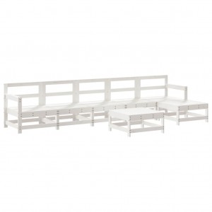 7 pcs conjunto lounge de jardim pinho maciço branco H