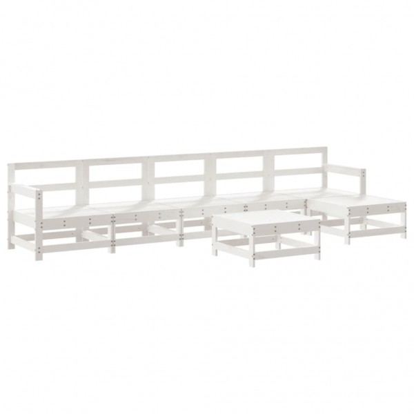 7 pcs conjunto lounge de jardim pinho maciço branco M 2