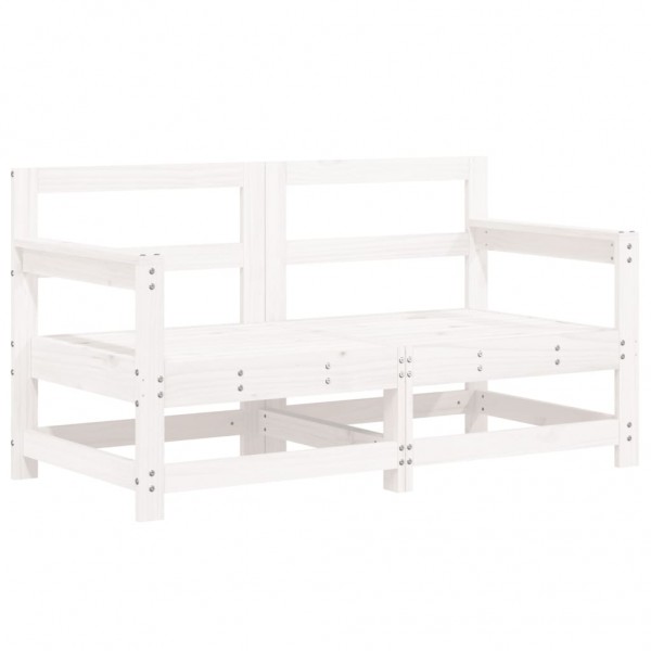 7 pcs conjunto lounge de jardim pinho maciço branco M 3