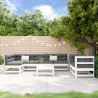 8 pcs conjunto lounge de jardim pinho maciço branco 1