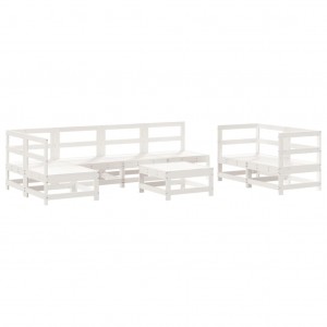 8 pcs conjunto lounge de jardim pinho maciço branco H