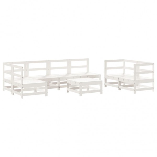 8 pcs conjunto lounge de jardim pinho maciço branco M 2