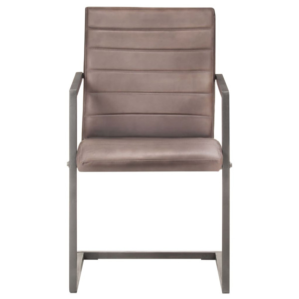 Sillas voladizas de comedor 2 unidades cuero auténtico marrón M 3