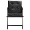 Cadeiras de jantar cantilever 2 pcs couro genuíno preto 3