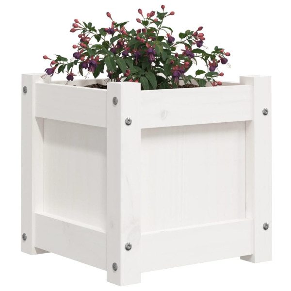 Jardinera de madera maciza de pino blanca 31x31x31 cm M 4