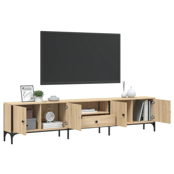 Mueble de TV cajón madera ingeniería roble Sonoma 200x25x44 cm M 4
