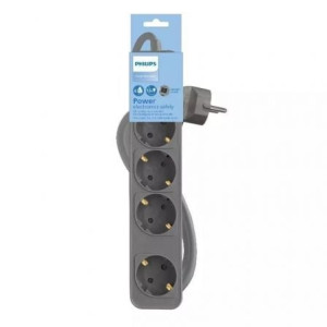Regleta con interruptor philips chp2144g/62/ 4 tomas de corriente/ cable 1.5m/ gris H