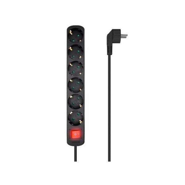 Regleta AISENS 6 tomas con interruptor A154-0536 negro D