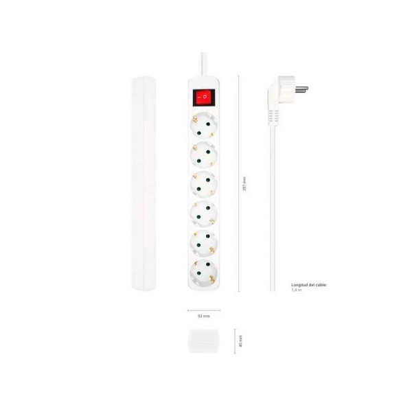 Extensão AISENS A154-0535 6 tomadas com interruptor branco M 3