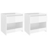 Mesas de cabeceira 2 pcs 40x30x39 cm contrapl. branco brilhante 2