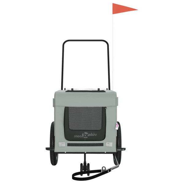 Reboque de bicicleta p/ animais tecido oxford/ferro cinza/preto M 4