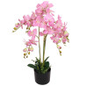 Planta orquídea artificial com vaso 75 cm rosa 1