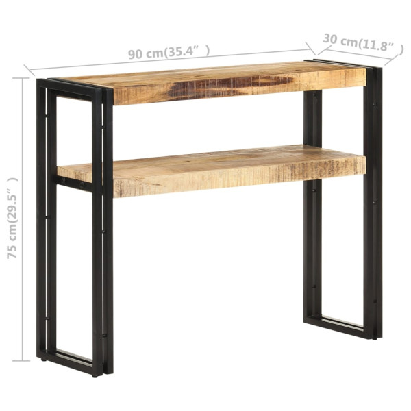 Mesa consola de madera de mango rugosa 90x30x75 cm M 5