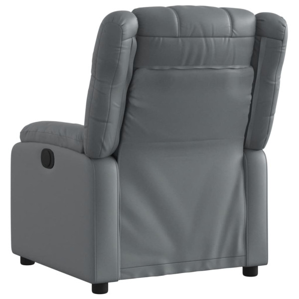 Sillón reclinable eléctrico de cuero sintético gris M 4