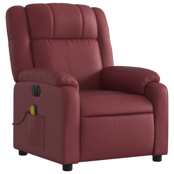 Poltrona massagens reclin. elétrica couro artif. vermelho-tinto M 3