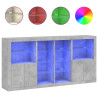 Aparador com luzes LED 202x37x100 cm cinzento cimento 2