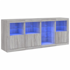 Aparador com luzes LED 164x37x67 cm cinzento sonoma H