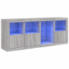 Aparador con luces LED gris Sonoma 164x37x67 cm 2