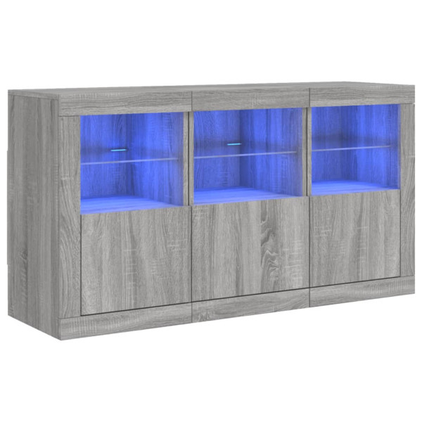 Aparador com luzes LED 123x37x67 cm cinzento sonoma M 2