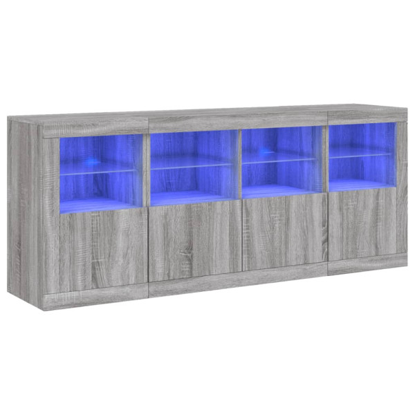 Aparador con luces LED gris Sonoma 163x37x67 cm M 2