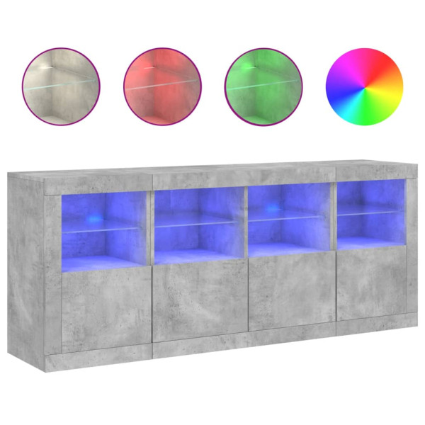 Aparador com luzes LED 163x37x67 cm cinzento cimento M 2