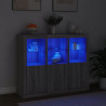 Aparador con luz LED 3 pzas madera de ingeniería gris Sonoma 3
