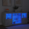 Aparador com luzes LED 142.5x37x67 cm cinzento cimento 4