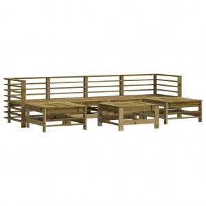 7 pcs conjunto lounge de jardim madeira de pinho impregnada H