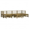7 pcs conjunto lounge de jardim madeira de pinho impregnada 2