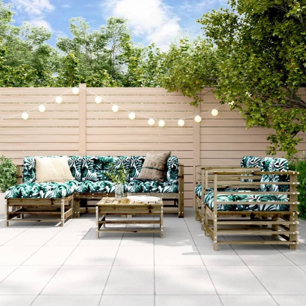 7 pcs conjunto lounge de jardim madeira de pinho impregnada D