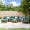 9 pcs conjunto lounge de jardim madeira de pinho impregnada 1