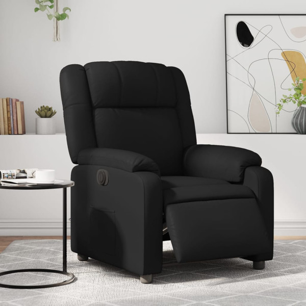 Sillón reclinable eléctrico de cuero sintético negro D