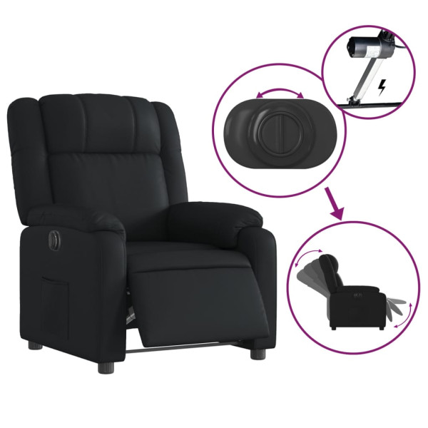 Sillón reclinable eléctrico de cuero sintético negro M 5