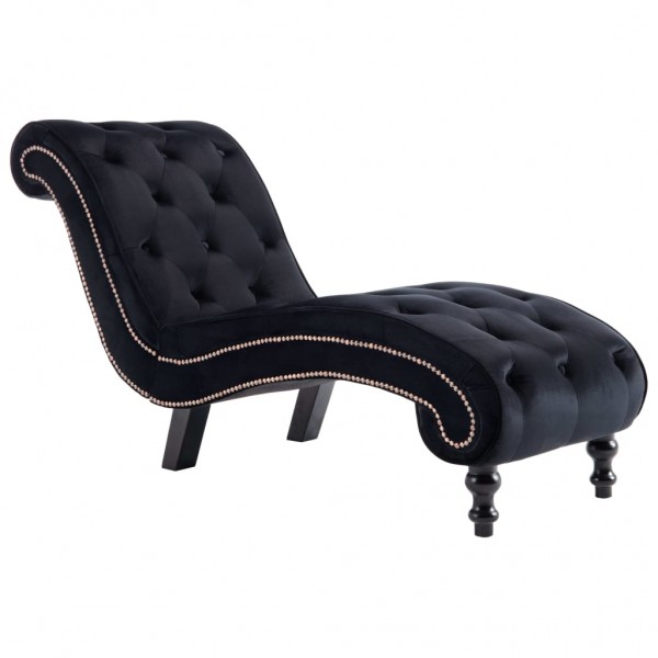 Chaise longue em veludo preto M 2