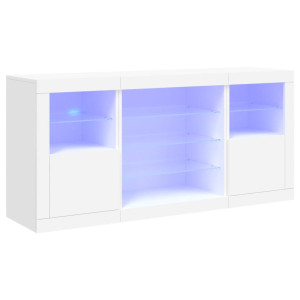Aparador com luzes LED 142.5x37x67 cm branco H