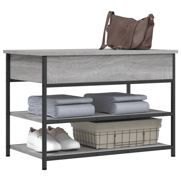 Banco zapatero madera de ingeniería gris Sonoma 70x42.5x50 cm M 4