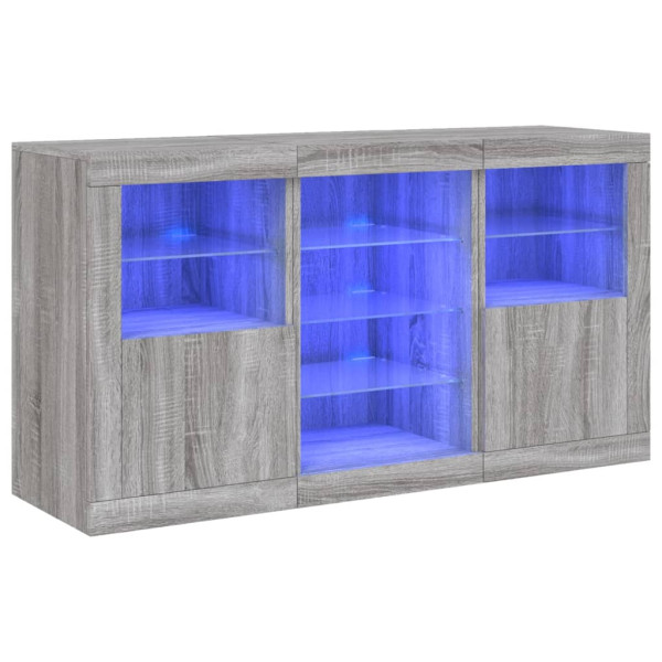 Aparador com luzes LED 123x37x67 cm cinzento sonoma M 2
