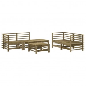 6 pcs conjunto lounge de jardim madeira de pinho impregnada H