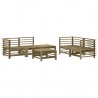 6 pcs conjunto lounge de jardim madeira de pinho impregnada 2