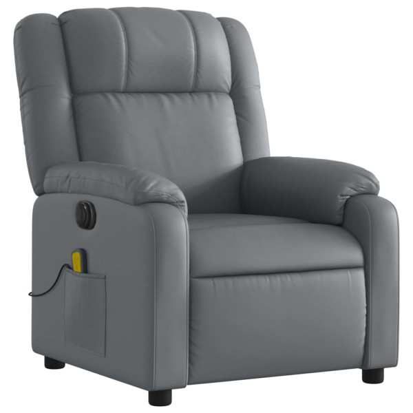 Sillón de masaje reclinable eléctrico cuero sintético gris M 3
