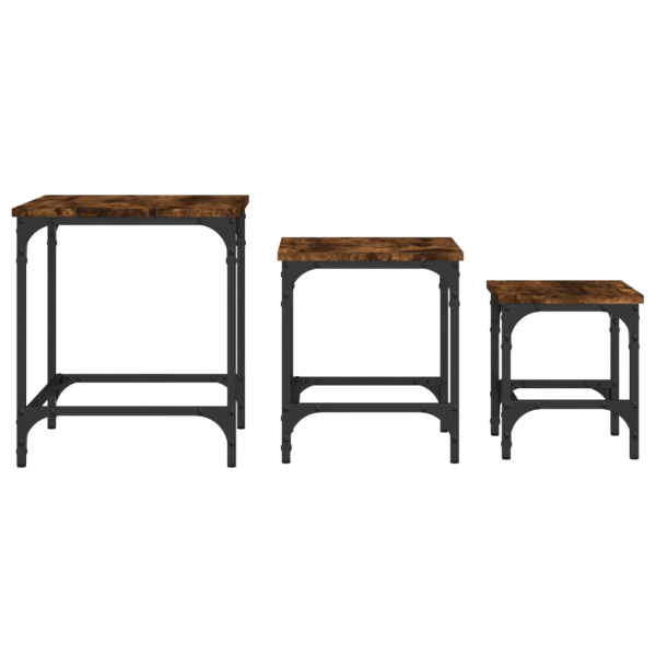 Mesas de centro encastrar 3 pcs deriv. madeira carvalho fumado M 5