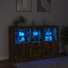 Aparador con luces LED roble ahumado 162x37x100 cm 5