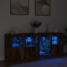 Aparador con luces LED roble ahumado 164x37x67 cm 4