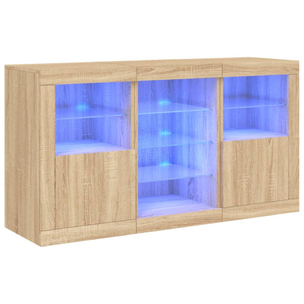 Aparador com luzes LED 123x37x67 cm carvalho sonoma M 2
