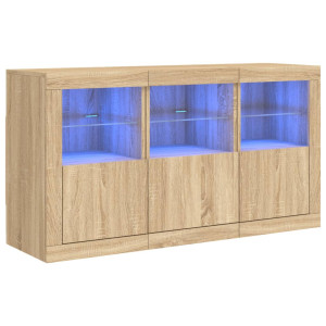 Aparador com luzes LED 123x37x67 cm carvalho sonoma H