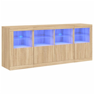 Aparador com luzes LED 163x37x67 cm carvalho sonoma H